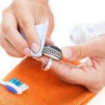 Cleaning a silver ring with toothpaste